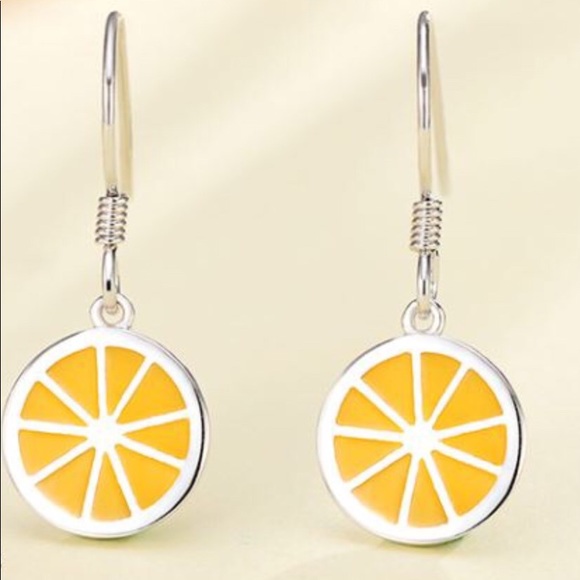 🌷 STERLING SILVER (925) LEMON EARRINGS - Picture 4 of 6